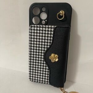 Plaid Camellia Coin Purse Is Suitable for Apple iPhone 12